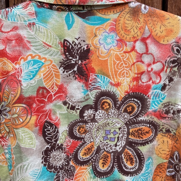 Coldwater Creek colorful linen Blend Jacket Blazer Womens large - Picture 7 of 10